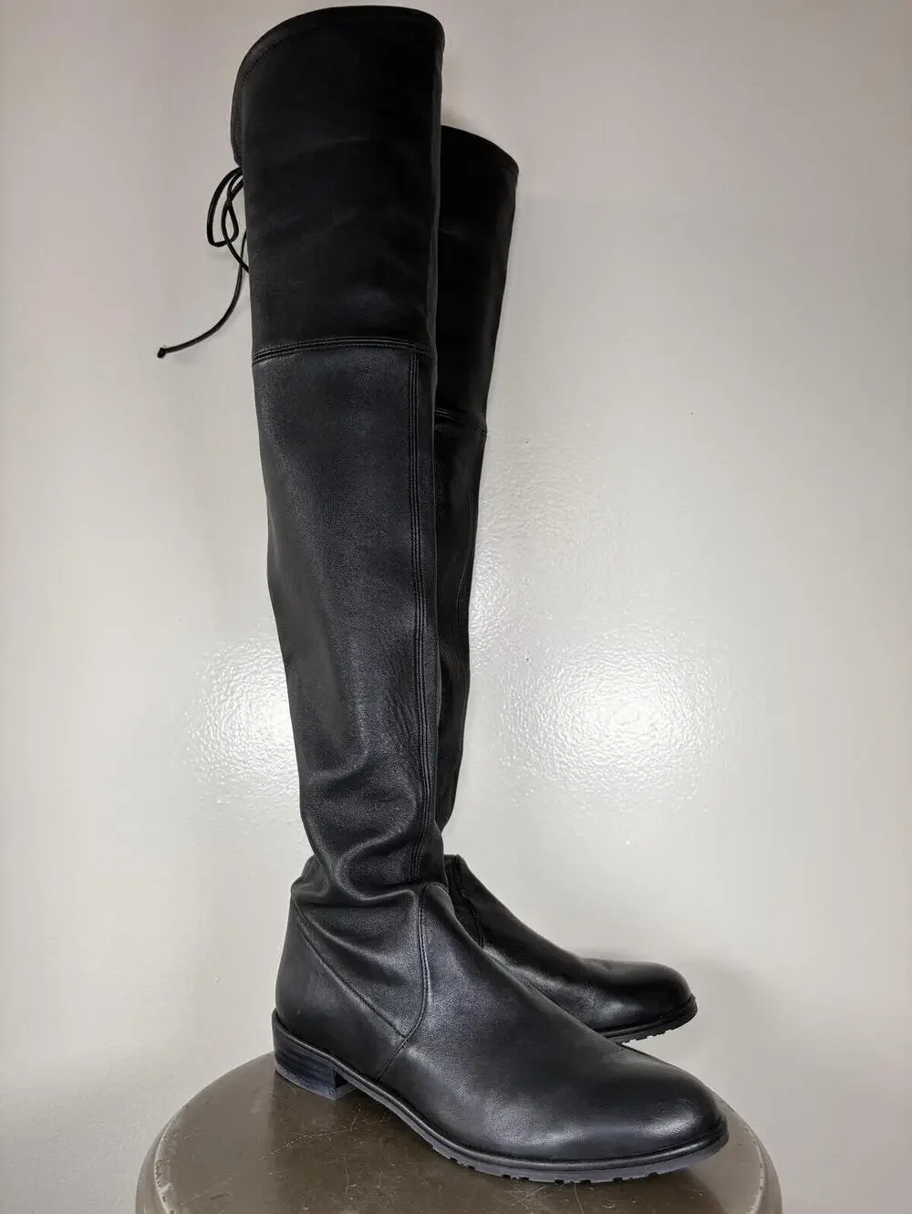 Stuart Weitzman Lowland Black Leather Over-the-Knee EU 38.5 US 8